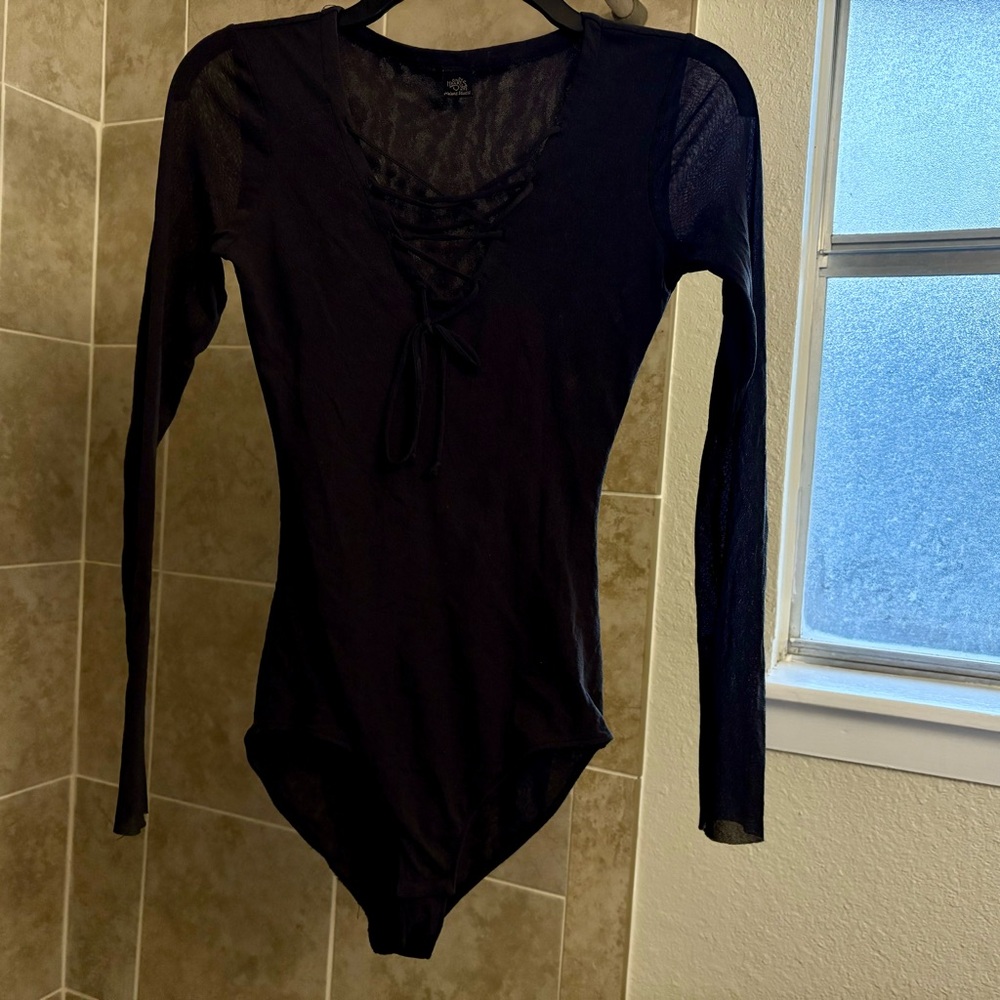 Only Hearts Tulle Sheer Long Sleeve Bodysuit, size medium